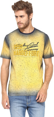 

Fritzberg Printed Men's Round Neck Yellow T-Shirt