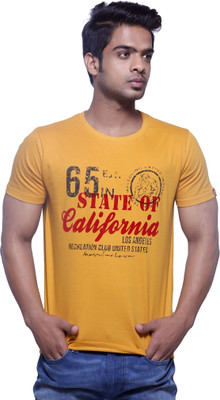 

Masculino Latino Printed Men' Round Neck Reversible Yellow T-Shirt, Mustard