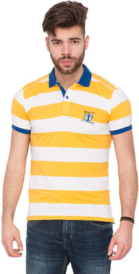

Mufti Striped Men's Polo Neck Yellow T-Shirt, Mustard