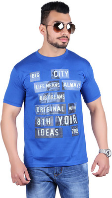 

Shineway Printed Men's Round Neck Multicolor T-Shirt, Blue