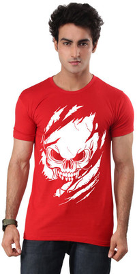 

Inkovy Graphic Print Men' Round Neck Red T-Shirt