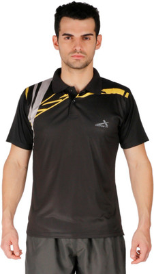 

Vector X Printed Men's Polo Neck Black T-Shirt