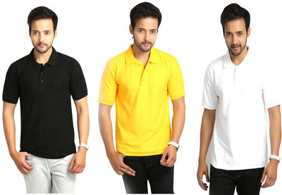

Keepsake Solid Men's Polo Neck Multicolor T-Shirt(Pack of 3, D black