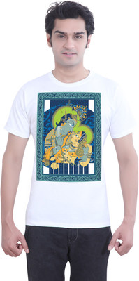 Tantra Graphic Print Men's Round Neck White T-Shirt
