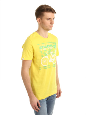 

Puma Graphic Print Men' Round Neck Yellow T-Shirt, Buttercup