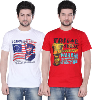 

Zebu Printed Men's Round Neck Multicolor T-Shirt(Pack of 2
