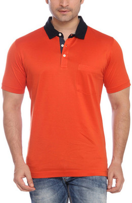 

ColorPlus Solid Men's Flap Collar Neck Orange T-Shirt