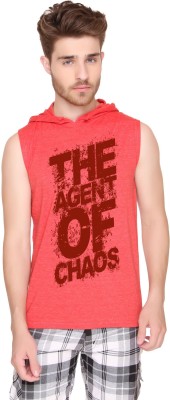 

SayItLoud Printed Men's Hooded Red T-Shirt, Red melange