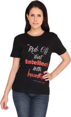 

Idiot Theory Printed Women's Round Neck Black T-Shirt