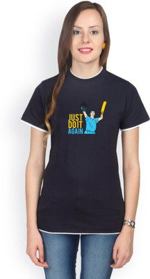 

Campus Sutra Solid Women' Round Neck Dark Blue T-Shirt