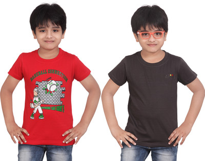 

Dongli Boys Solid T Shirt(Red, Pack of 2)