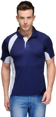 

Scott International Solid Men' Polo Neck Dark Blue, White T-Shirt, Navy blue