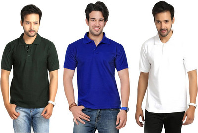 

Keepsake Solid Men's Polo Neck Multicolor T-Shirt(Pack of 3), M white