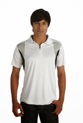 

Campus Sutra Solid Men Polo Neck White, Black T-Shirt