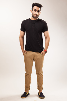 

Unisopent Designs Solid Men' Henley Black T-Shirt