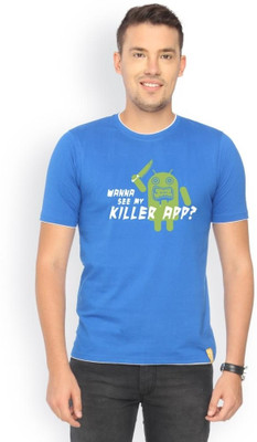 

Campus Sutra Printed Men Round Neck Blue T-Shirt, Royal blue