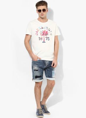

Jack & Jones Graphic Print Men' Round Neck White T-Shirt, Cloud dancer