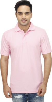 Sanvi Traders Solid Men Polo Neck Pink T-Shirt