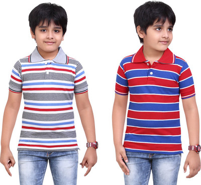 

Dongli Boys Striped T Shirt(Grey, Pack of 2), Multicolor