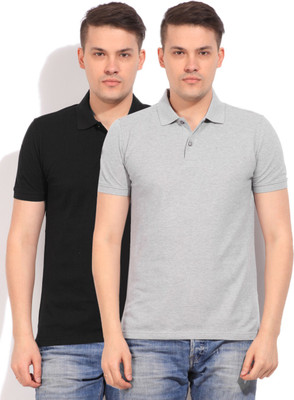 

United Colors of Benetton. Solid Men' Polo Neck Black, Grey T-Shirt, 903