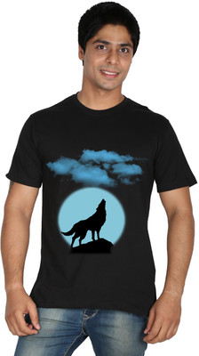 

Trendster Printed Men' Round Neck Black T-Shirt