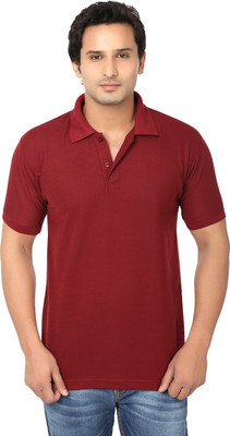 

AWA Solid Men's Polo Neck Maroon T-Shirt