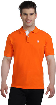 

The Cotton Company Solid Men's Polo Neck Orange T-Shirt, Dark orange