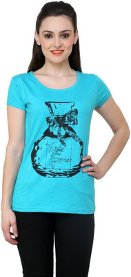 

Espresso Printed Women' Round Neck Light Green T-Shirt, Aqua green