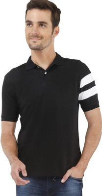 

The Cotton Company Solid Men's Polo Neck Black T-Shirt, Phantom black