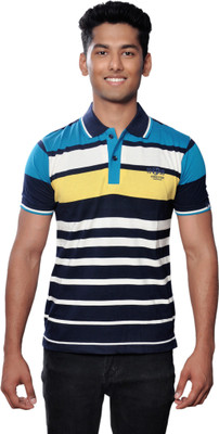 

Vibgyor Striped Men's Polo Neck Multicolor T-Shirt, Yellow