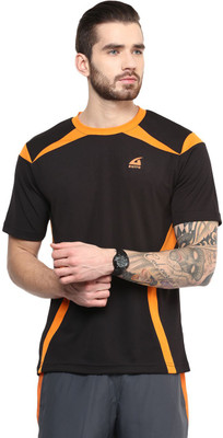 

Aurro Solid Men's Round Neck Black T-Shirt, Black;orange