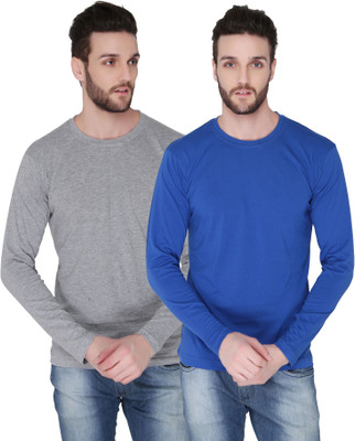 

Joke Tees Solid Men's Round Neck Grey, Blue T-Shirt(Pack of 2, Greymilange royalblue