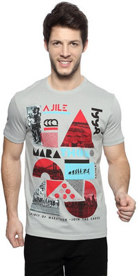 

Ajile by Pantaloons Printed Men's Round Neck Grey T-Shirt, Light grey
