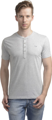

WRIG Solid Men's Henley Grey T-Shirt