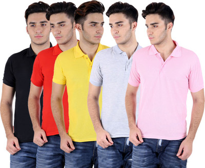 

Sanvi Traders Solid Men Polo Neck Multicolor T-Shirt(Pack of 5