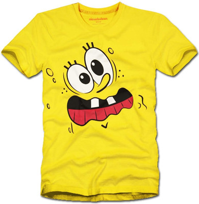 

Super Drool Graphic Print Men's Round Neck Yellow T-Shirt, Bright yellow