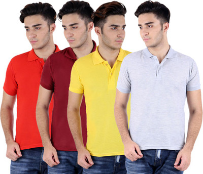 

Sanvi Traders Solid Men Polo Neck Multicolor T-Shirt(Pack of 4