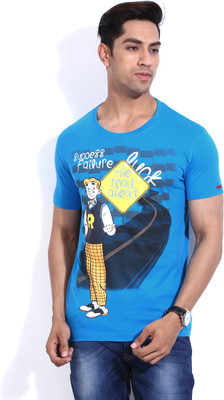 

Status Quo Printed Men's Round Neck Blue T-Shirt, True blue