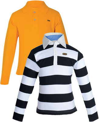 

Gkidz Boys Solid, Striped Cotton T Shirt(Multicolor, Pack of 2, Yellow