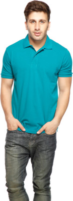 

Gritstones Solid Men' Polo Neck Light Blue T-Shirt, Turquose