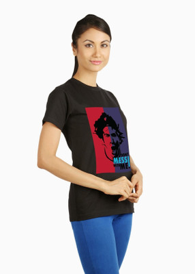 

Campus Sutra Printed Women' Round Neck Black T-Shirt