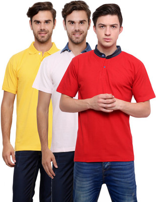 

Lemon & Vodka Solid Men's Polo Neck Multicolor T-Shirt(Pack of 3