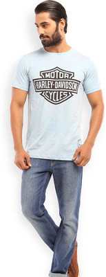 

Hulkut Printed Men's Round Neck Light Blue T-Shirt