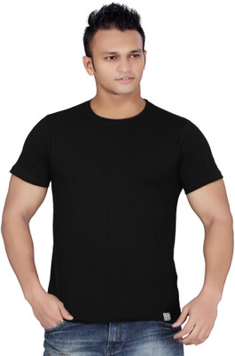 

Stephen Armor Solid Men's Round Neck Black T-Shirt