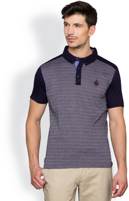 

Blackberrys Self Design Men's Polo Neck Dark Blue T-Shirt, Navy