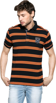 

Mufti Striped Men's Polo Neck Black T-Shirt, Navy