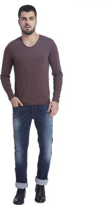 

Jack & Jones Solid Men's V-neck Brown T-Shirt, Fudge