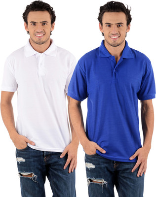 

Blaze Solid Men' Polo Neck Multicolor T-Shirt(Pack of 2, Royal blue;white