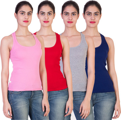 

2 Day Solid Women' Round Neck Multicolor T-Shirt(Pack of 4, Baby pink;grey;red;royal blue