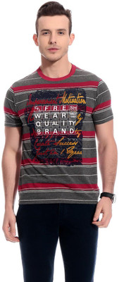 

TAB91 Printed Men's Round Neck Grey T-Shirt
